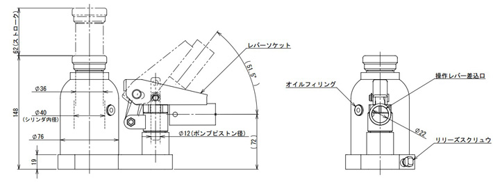 鷹牌EAGLE ED-60T低型液壓千斤頂尺寸