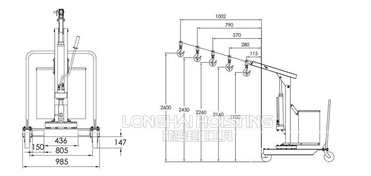 手動旋轉(zhuǎn)液壓小吊車尺寸