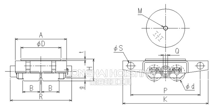 日本TIRROLLER WD-U手搖搬運小坦克尺寸圖