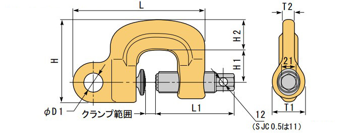 世霸SJC螺旋式鋼板吊鉗尺寸圖